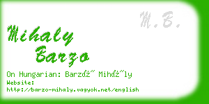 mihaly barzo business card